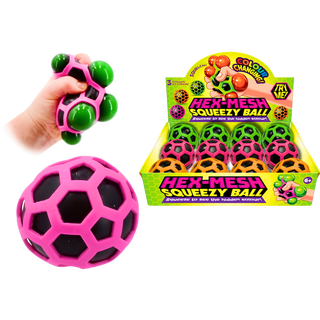 Hex-Mesh Squeezy Ball – Colour-Changing Sensory Stress Toy in Assorted Colours