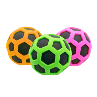3 Hex-Mesh Squeezy Balls in Pink, Green and Orange – Sensory Stress Toys