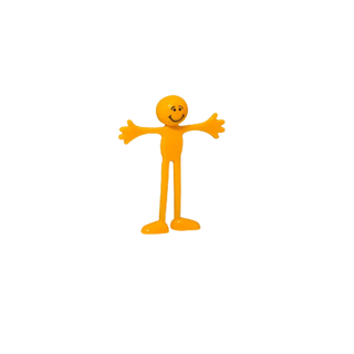 A flexible, yellow bendable fidget figure with a smiley face, perfect for twisting and stretching.