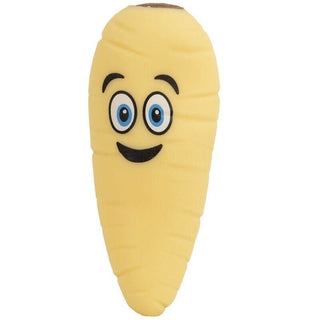 A food stress ball in the shape of a parsnip.
