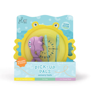 Glo Pals Pick-Up Pals set – colourful sensory tools for water, sand, and messy play, designed to promote fine motor skills in toddlers and young children.