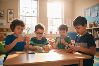 Children using a fidget toy to improve focus, concentration and sensory regulation with ADHD