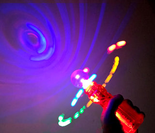 colourful spinning light up wand creating sensory light patterns
