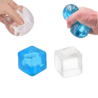 Ice Cube Stress Ball 2-Pack – Clear & Blue Gel Sensory Toys for ADHD, Autism & Anxiety Relief – UK Stress Balls 2 Pack