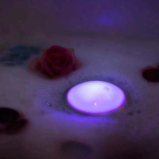 Close-up of Bath Spa Light showing gentle, multi-colour LED effect for sensory relaxation