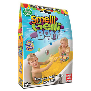 Zimpli Smelli Gelli Baff Tutti Frutti scented powder package, showcasing vibrant packaging for a fun and sensory bath experience.